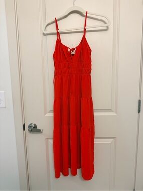 Chateau Red Spaghetti-Strap Tiered Maxi Dress